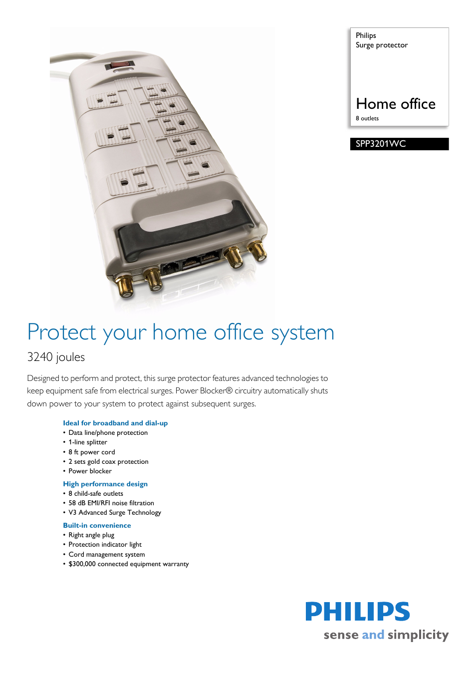 Philips SPP3201WC User Manual | 2 pages