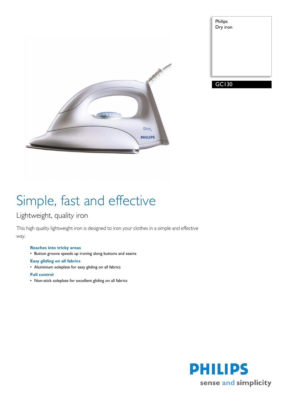 Philips GC130 User Manual | 2 pages