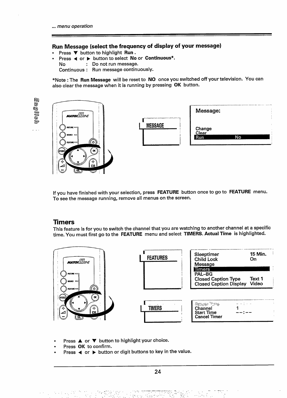 Timers, I features | Philips 28PW778A User Manual | Page 24 / 50