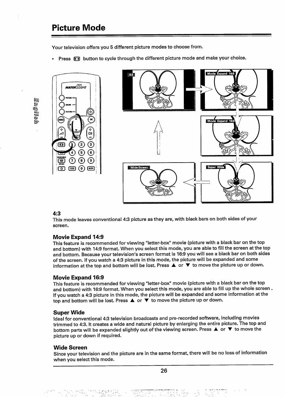 Picture mode | Philips 28PW778A User Manual | Page 26 / 50