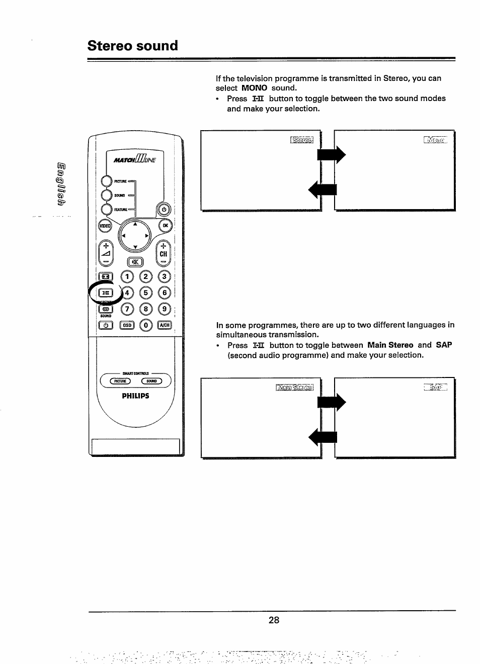 Stereo sound | Philips 28PW778A User Manual | Page 28 / 50