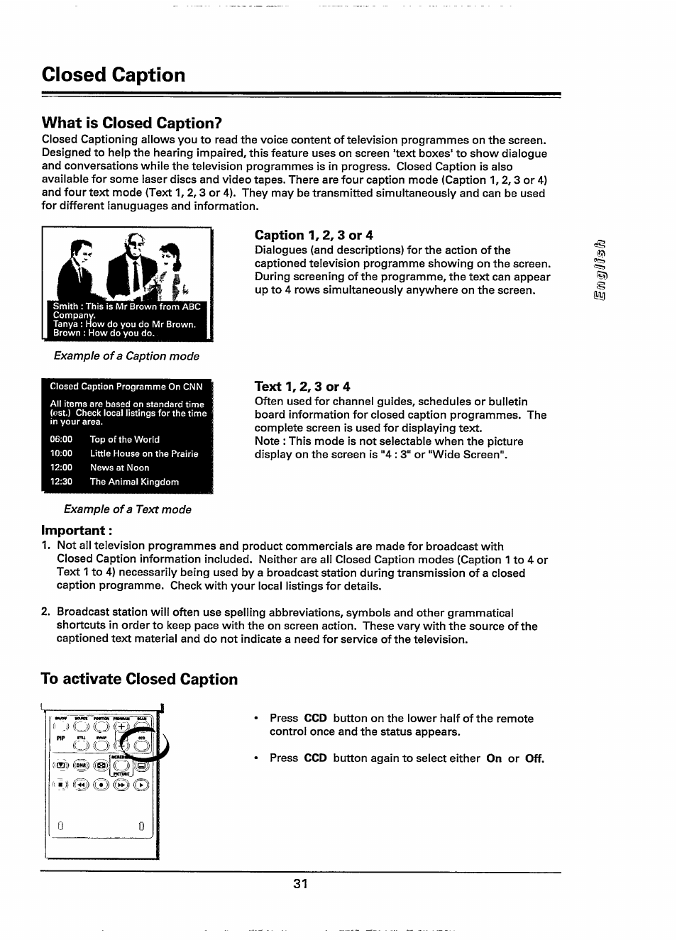 Closed caption, What is closed caption | Philips 28PW778A User Manual | Page 31 / 50