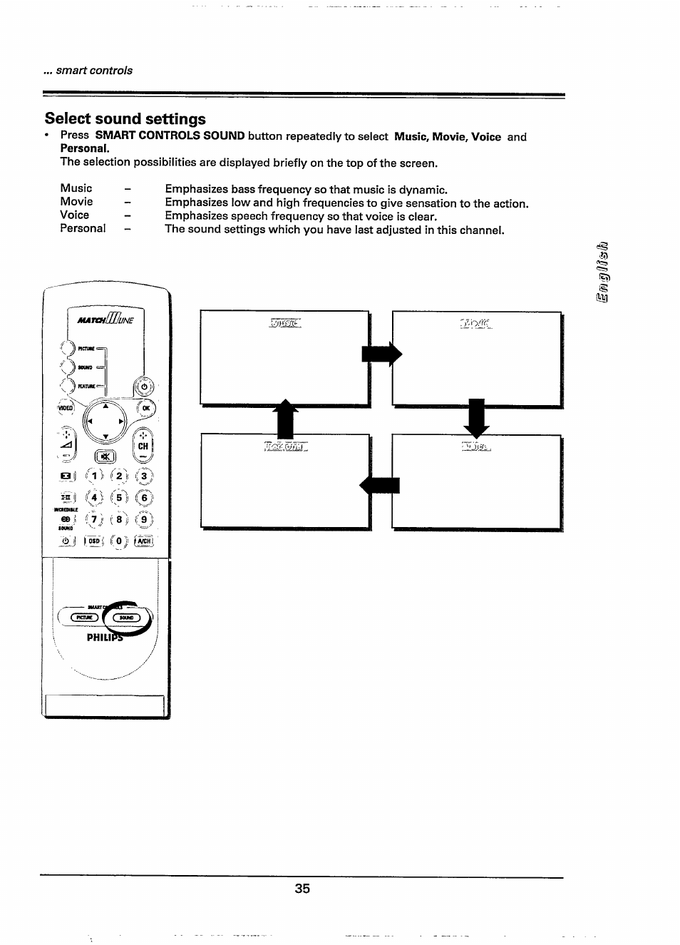 Select sound settings | Philips 28PW778A User Manual | Page 35 / 50