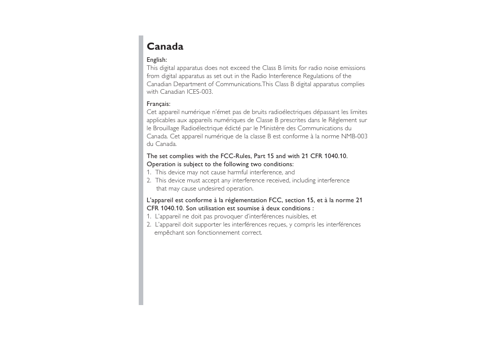 Canada | Philips DS7550/37 User Manual | Page 9 / 17