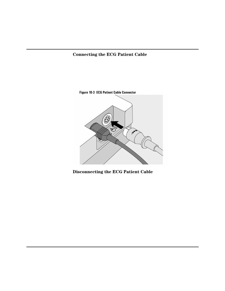 Connecting the ecg patient cable, Disconnecting the ecg patient cable | Philips HEARTSTART XLT M3500B User Manual | Page 102 / 180