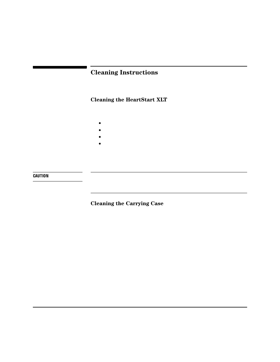 Cleaning instructions, Cleaning the heartstart xlt, Cleaning the carrying case | Cleaning instructions -12 | Philips HEARTSTART XLT M3500B User Manual | Page 126 / 180