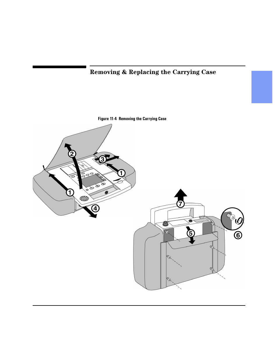 Removing & replacing the carrying case, Removing & replacing the carrying case -15 | Philips HEARTSTART XLT M3500B User Manual | Page 129 / 180