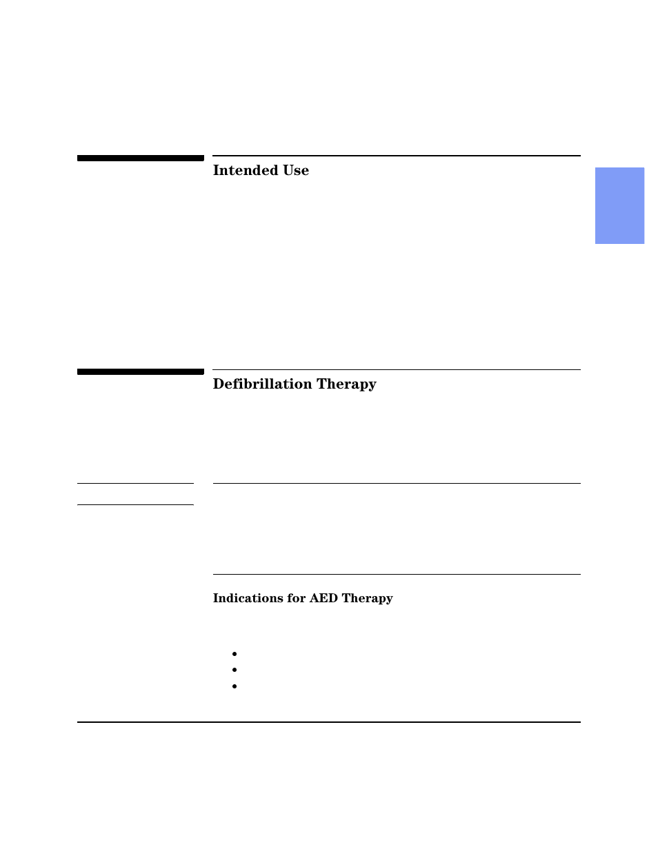 Intended use, Defibrillation therapy, Indications for aed therapy | Intended use -3 defibrillation therapy -3, Indications for aed therapy -3 | Philips HEARTSTART XLT M3500B User Manual | Page 15 / 180