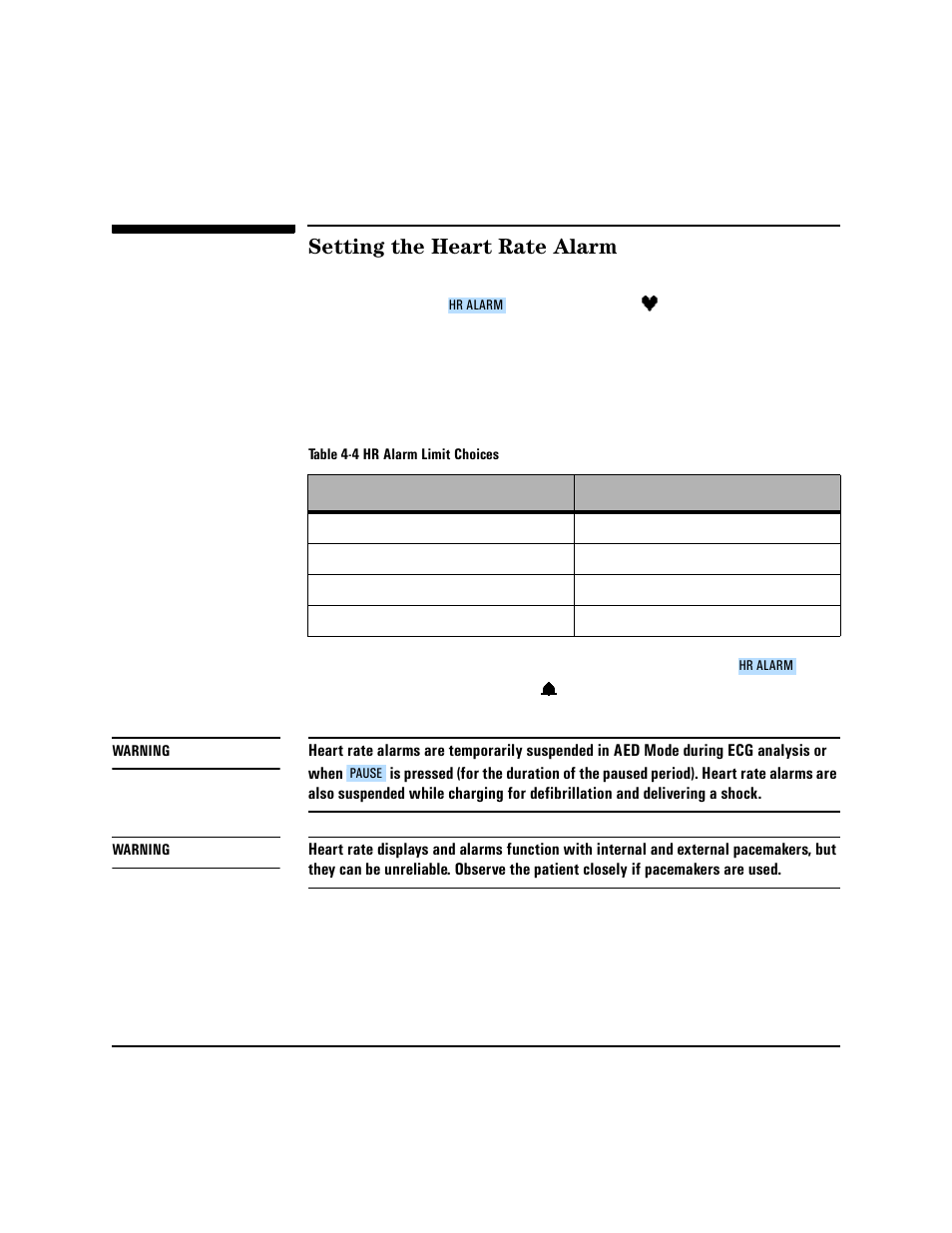 Setting the heart rate alarm, Setting the heart rate alarm -6 | Philips HEARTSTART XLT M3500B User Manual | Page 58 / 180