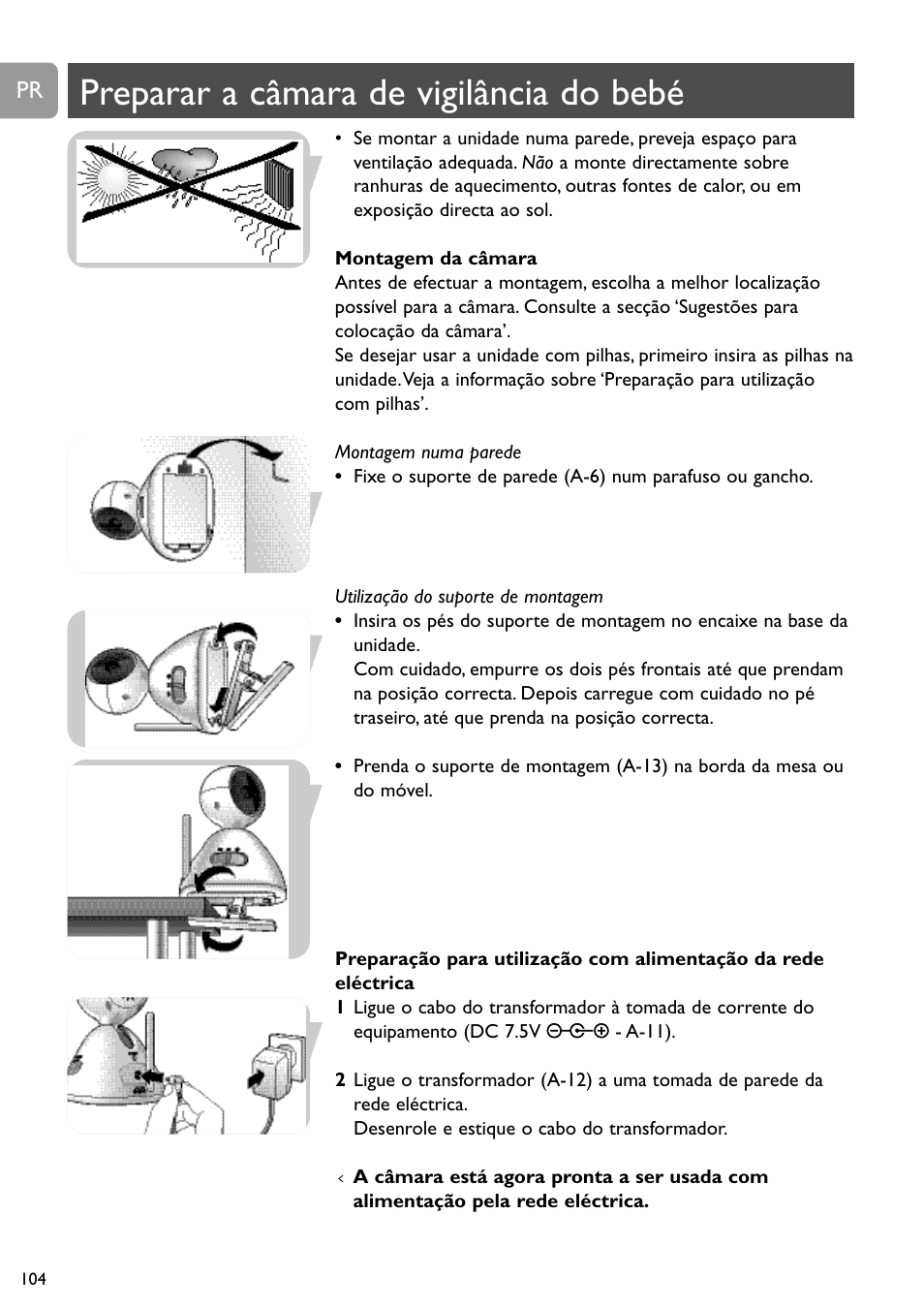 Preparar a câmara de vigilância do bebé | Philips SCD491 User Manual | Page 103 / 211