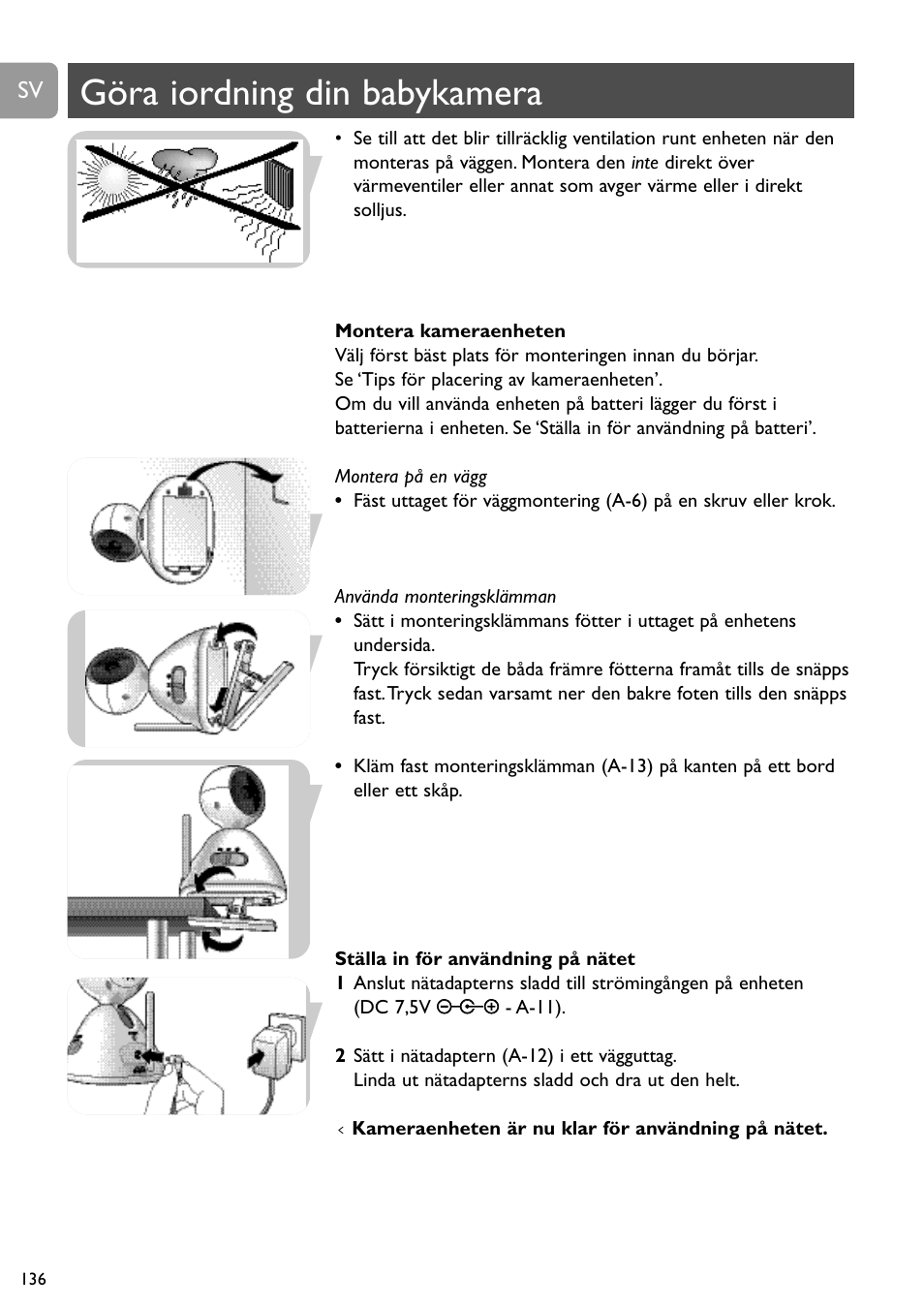 Göra iordning din babykamera | Philips SCD491 User Manual | Page 135 / 211
