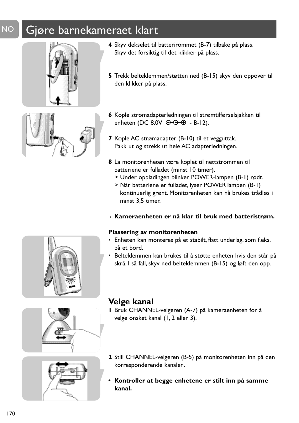 Gjøre barnekameraet klart, Velge kanal | Philips SCD491 User Manual | Page 169 / 211