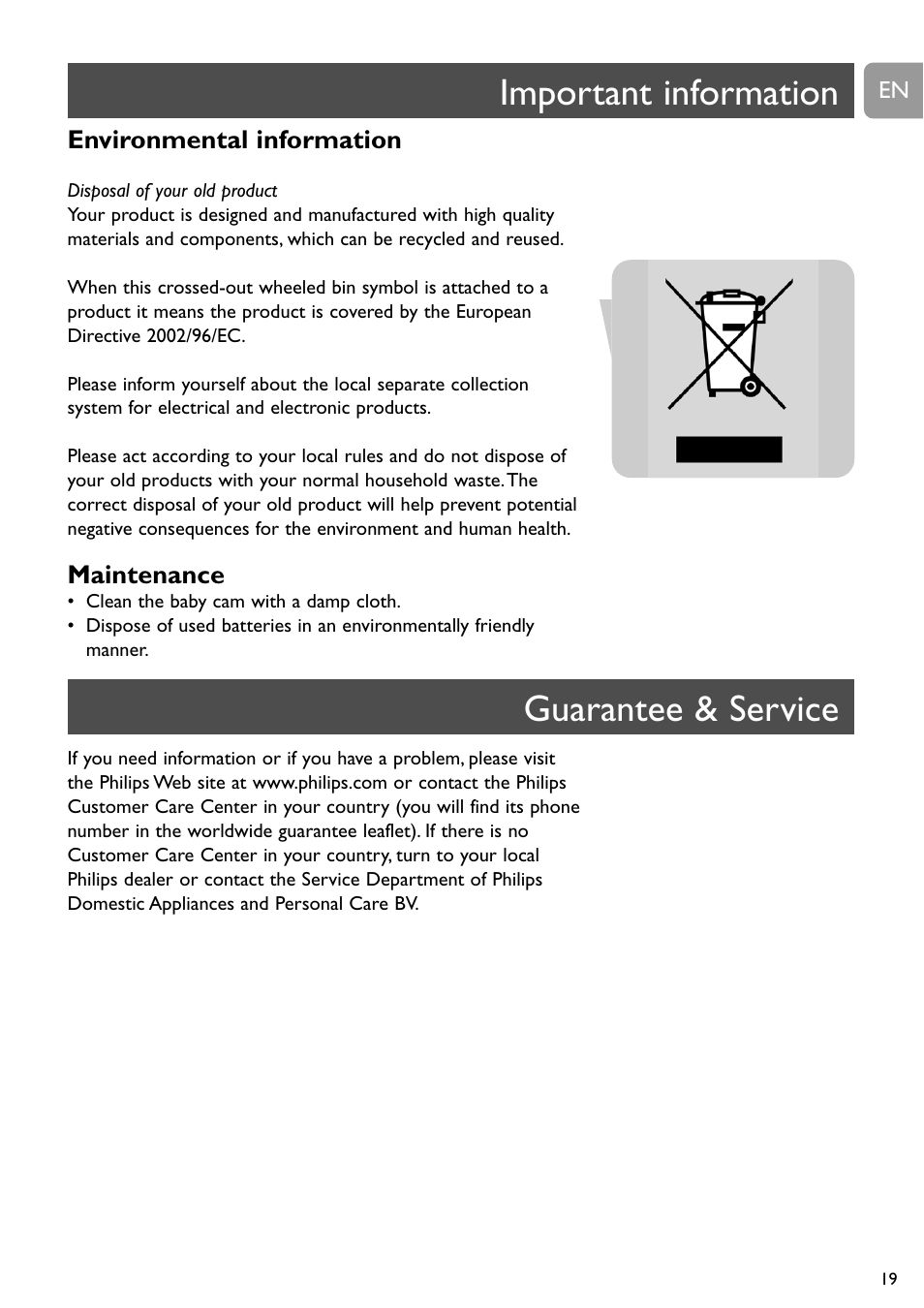 Important information, Guarantee & service | Philips SCD491 User Manual | Page 18 / 211