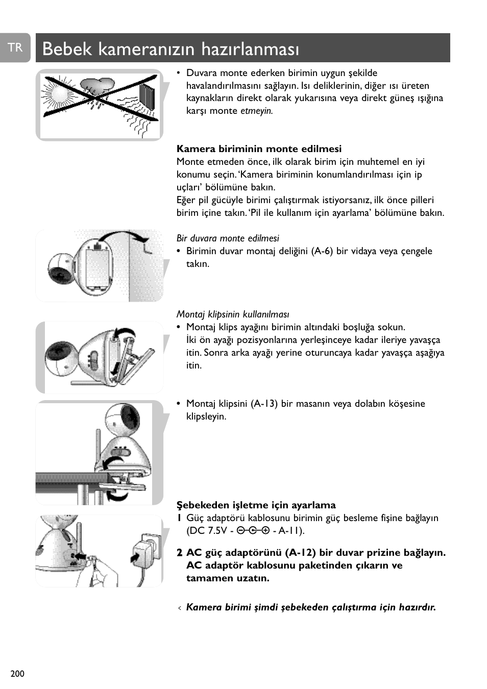 Bebek kameranızın hazırlanması | Philips SCD491 User Manual | Page 199 / 211