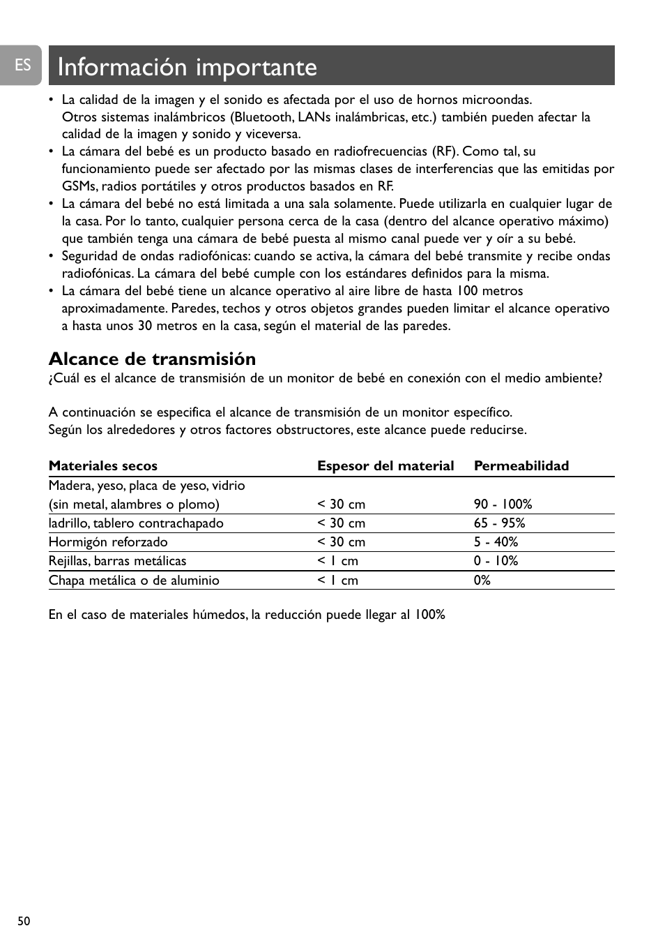 Información importante, Alcance de transmisión | Philips SCD491 User Manual | Page 49 / 211