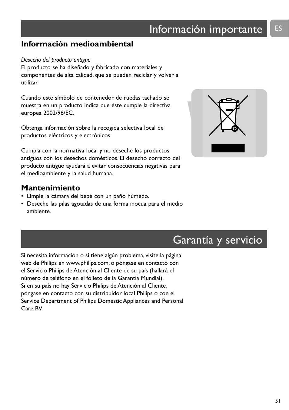 Información importante, Garantía y servicio | Philips SCD491 User Manual | Page 50 / 211