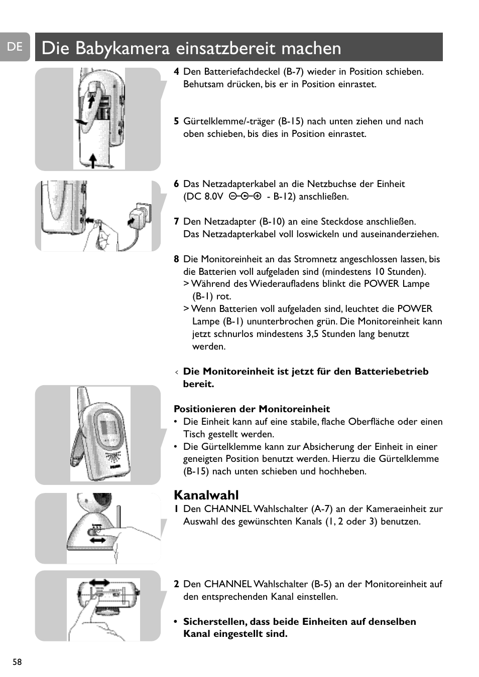 Die babykamera einsatzbereit machen, Kanalwahl | Philips SCD491 User Manual | Page 57 / 211