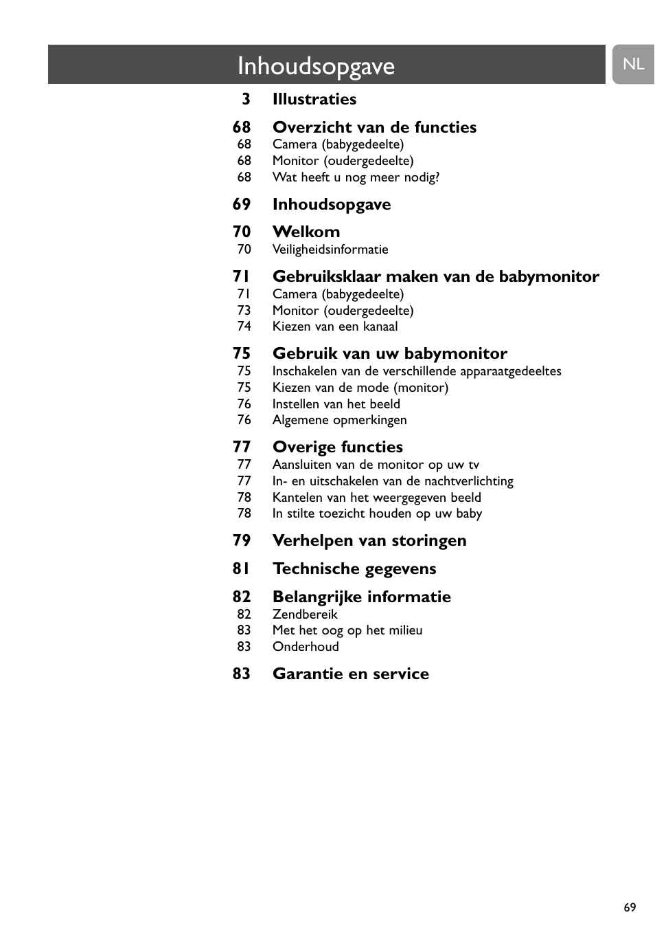 Inhoudsopgave | Philips SCD491 User Manual | Page 68 / 211