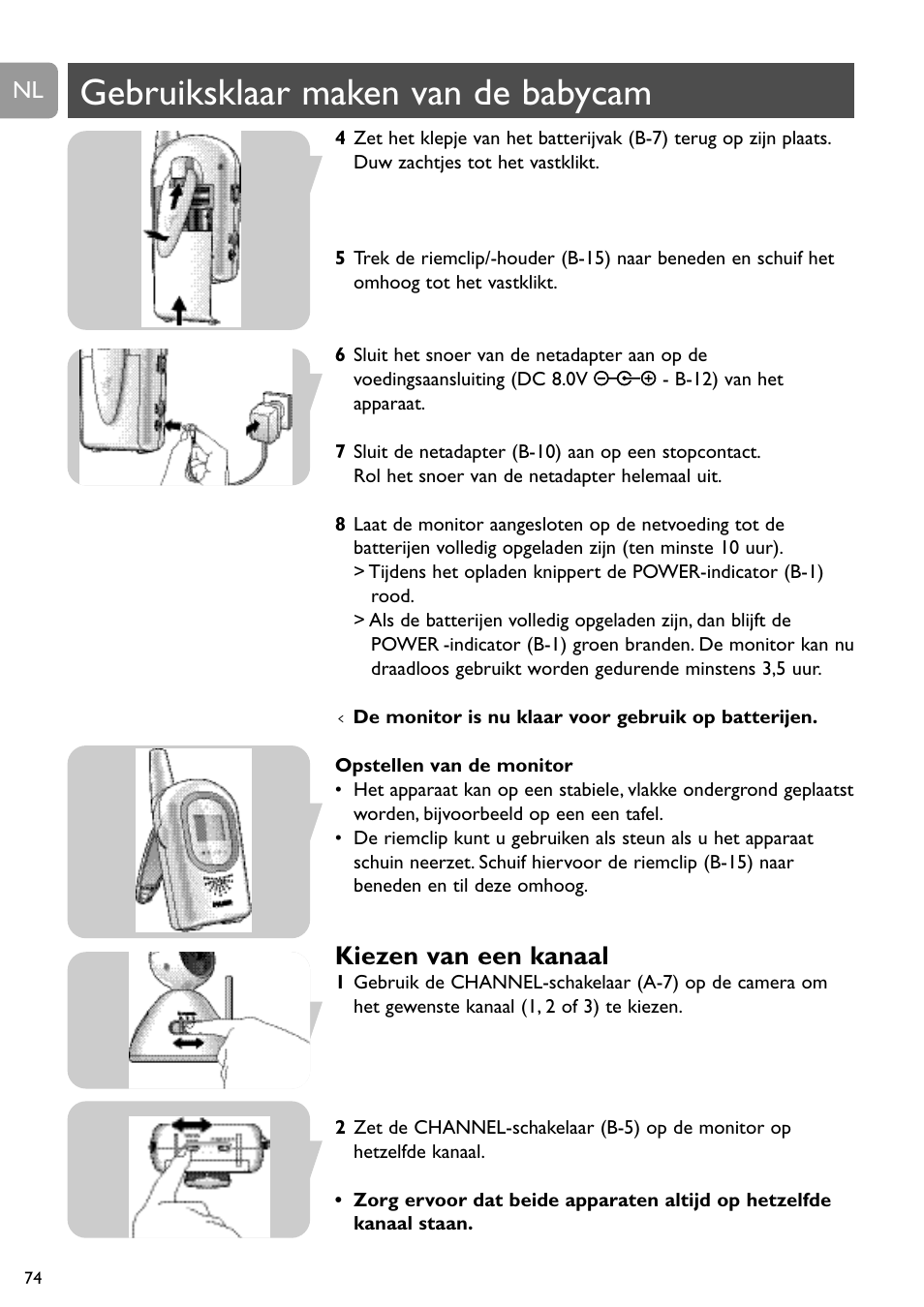 Gebruiksklaar maken van de babycam, Kiezen van een kanaal | Philips SCD491 User Manual | Page 73 / 211