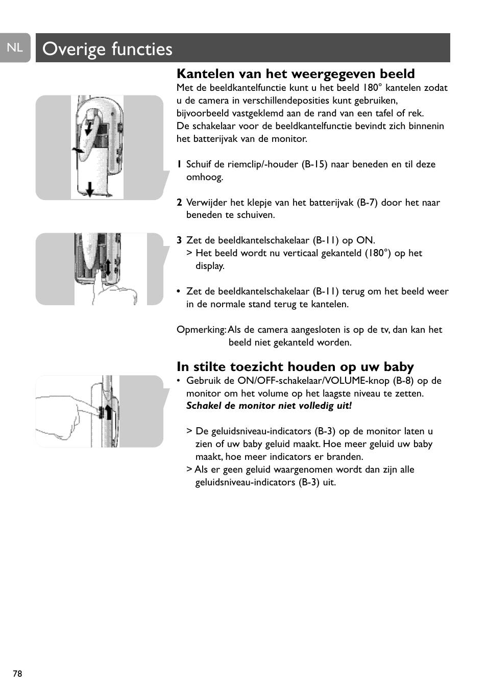 Overige functies, Kantelen van het weergegeven beeld | Philips SCD491 User Manual | Page 77 / 211