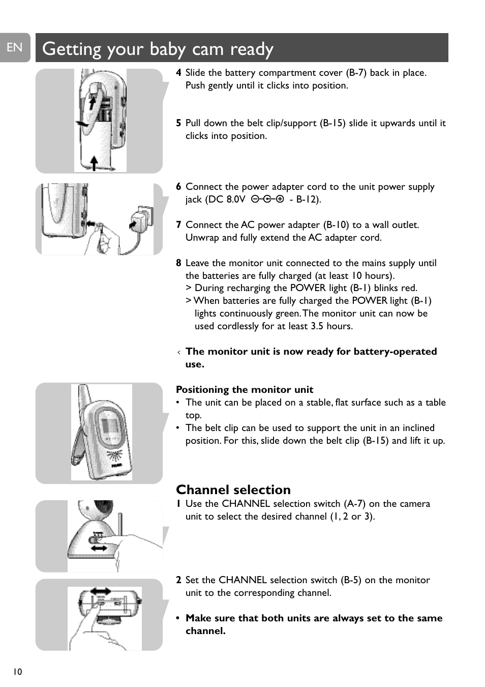 Getting your baby cam ready, Channel selection | Philips SCD491 User Manual | Page 9 / 211