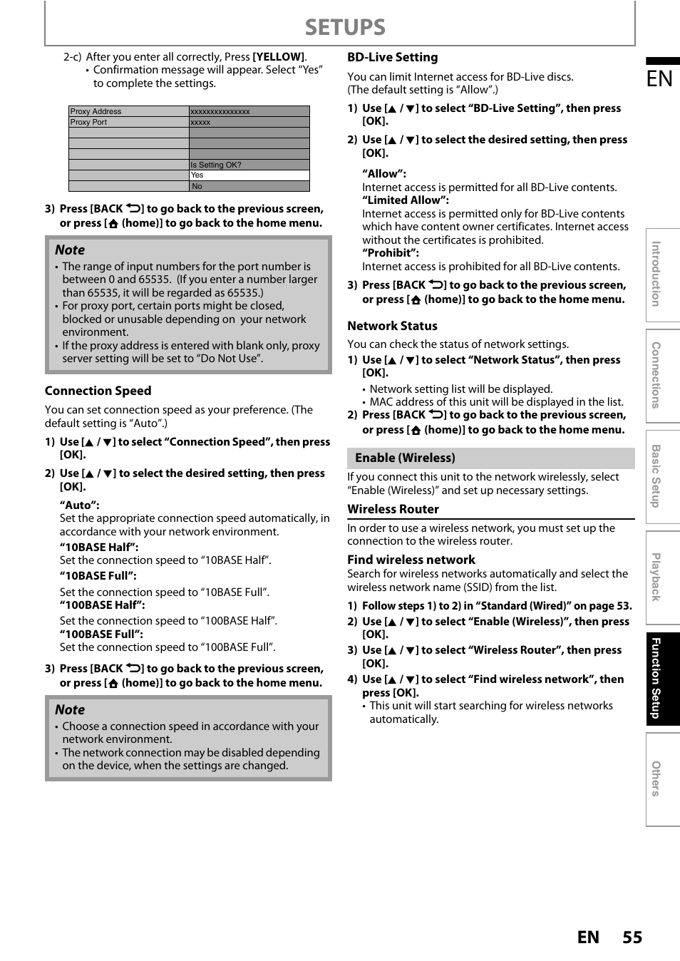 Setups | Philips BDP5320/F8 User Manual | Page 55 / 68