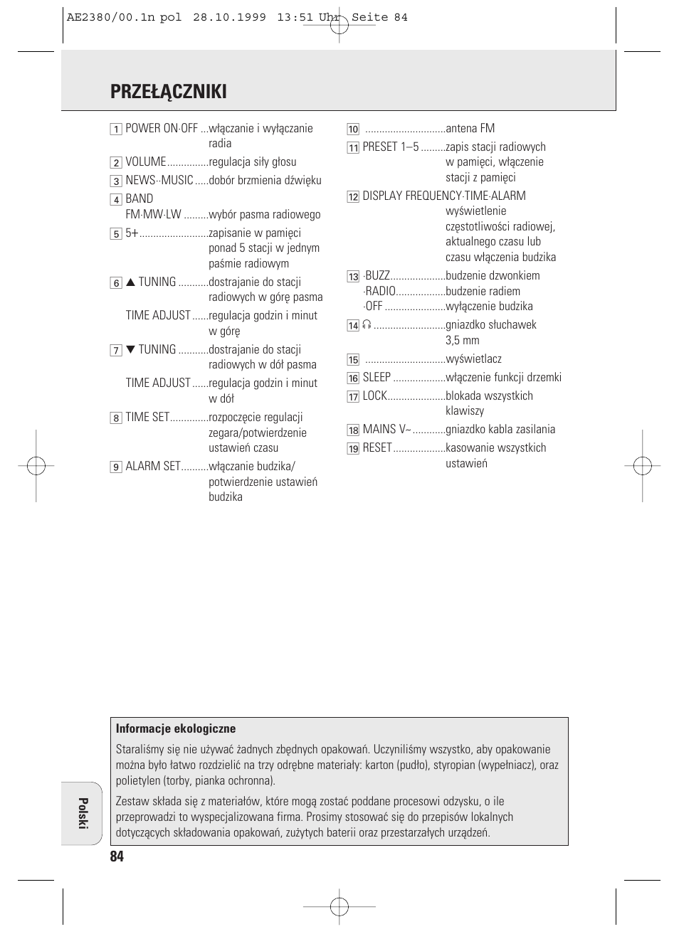 Prze£åczniki | Philips AE2380 User Manual | Page 84 / 90