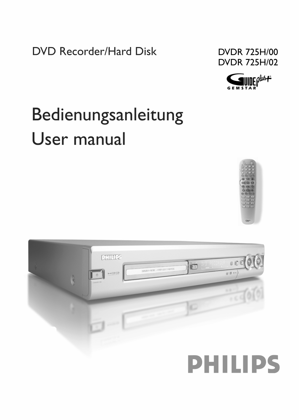 Philips DVD Recorder/Hard Disk DVDR 725H/02 User Manual | 116 pages