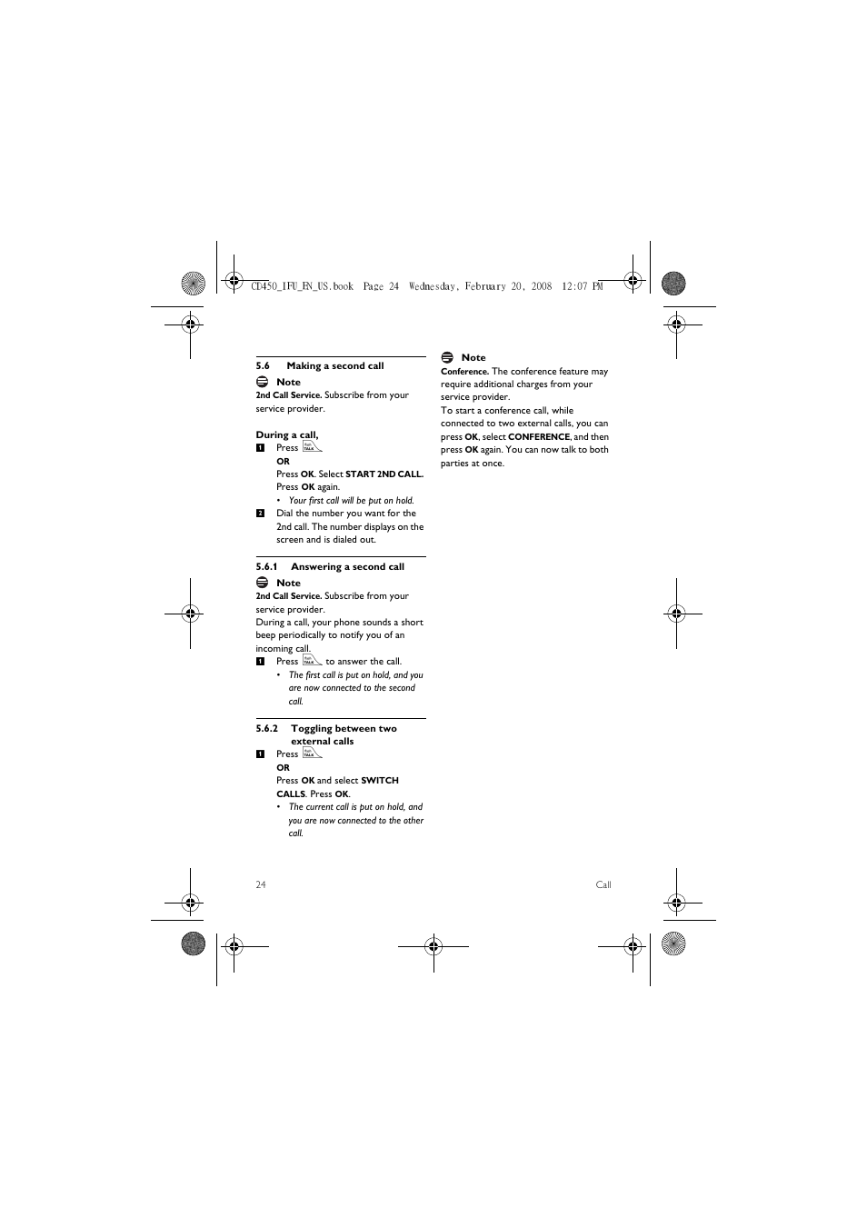 6 making a second call | Philips CD450XY/ZZ User Manual | Page 26 / 59