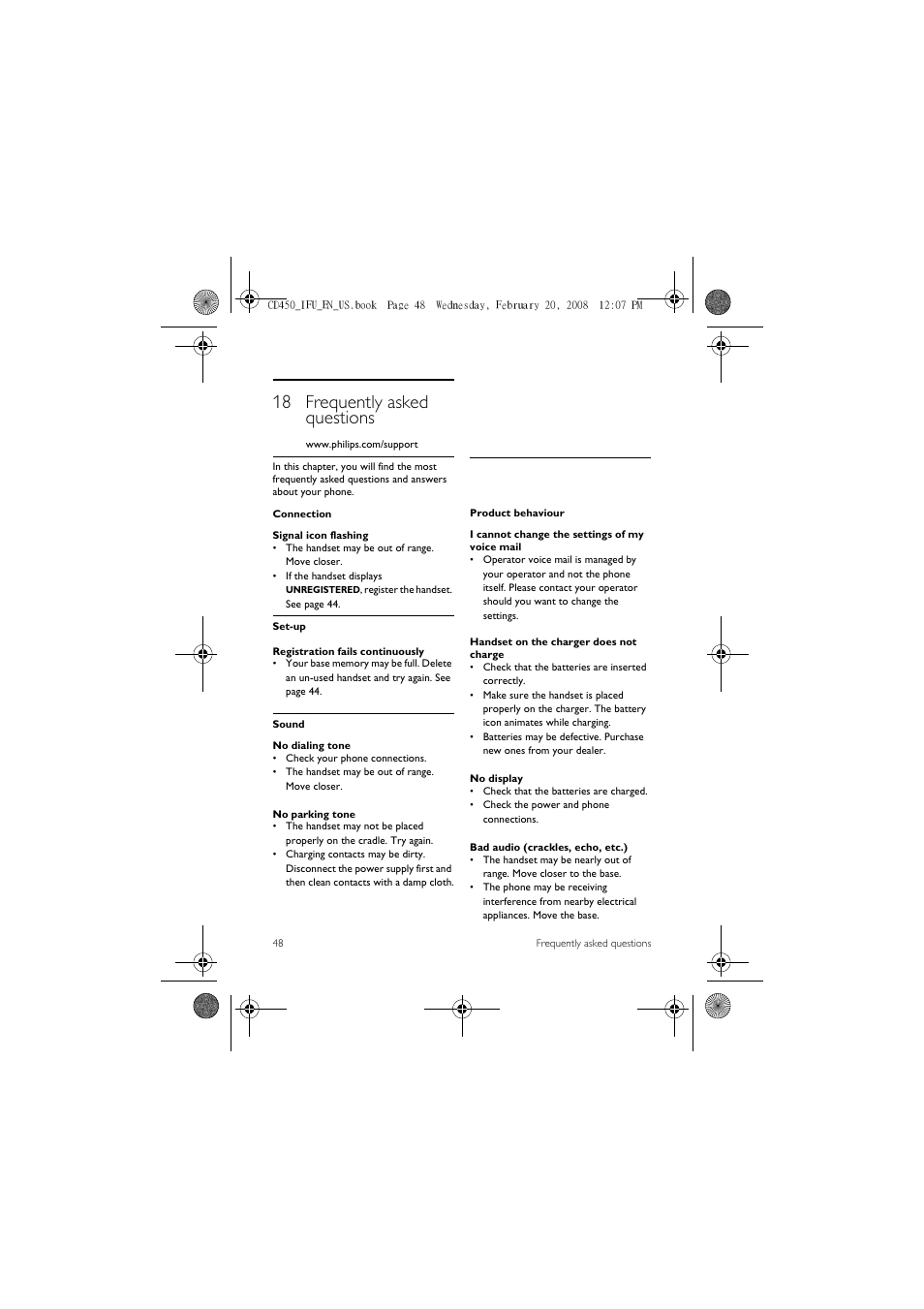 18 frequently asked questions | Philips CD450XY/ZZ User Manual | Page 50 / 59