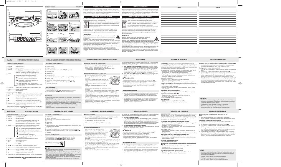 Español, Nederlands | Philips AX2402 User Manual | Page 2 / 2