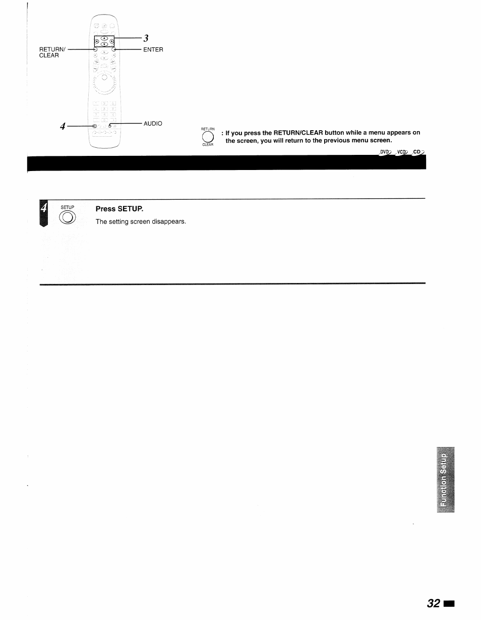 Press setup | Philips DVD840 User Manual | Page 33 / 48