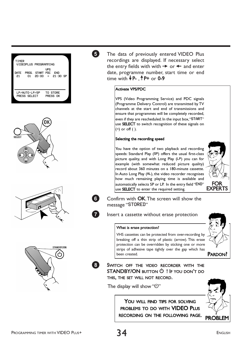 Ffo orr eex xppeerrttss, Pprro obblleem m yy, Vviid deeo o pp | Philips VR 708/07 User Manual | Page 34 / 56