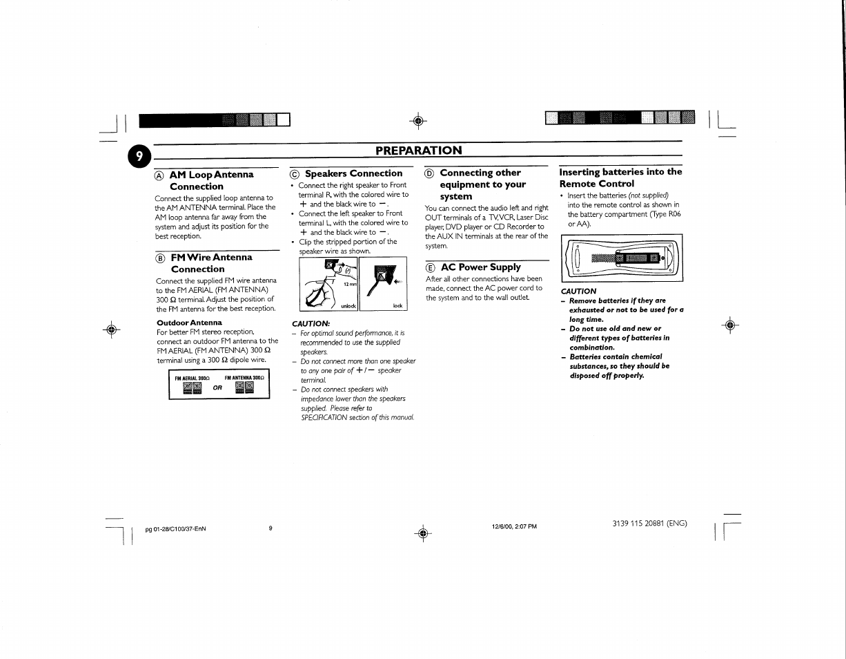 Preparation | Philips FW-C100 User Manual | Page 15 / 34