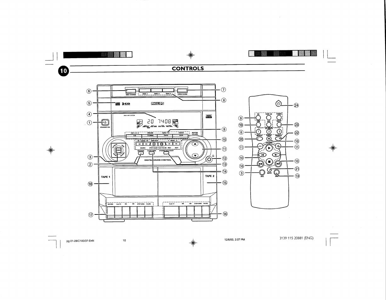 Controls, Iq..o oi, O slo | Philips FW-C100 User Manual | Page 16 / 34