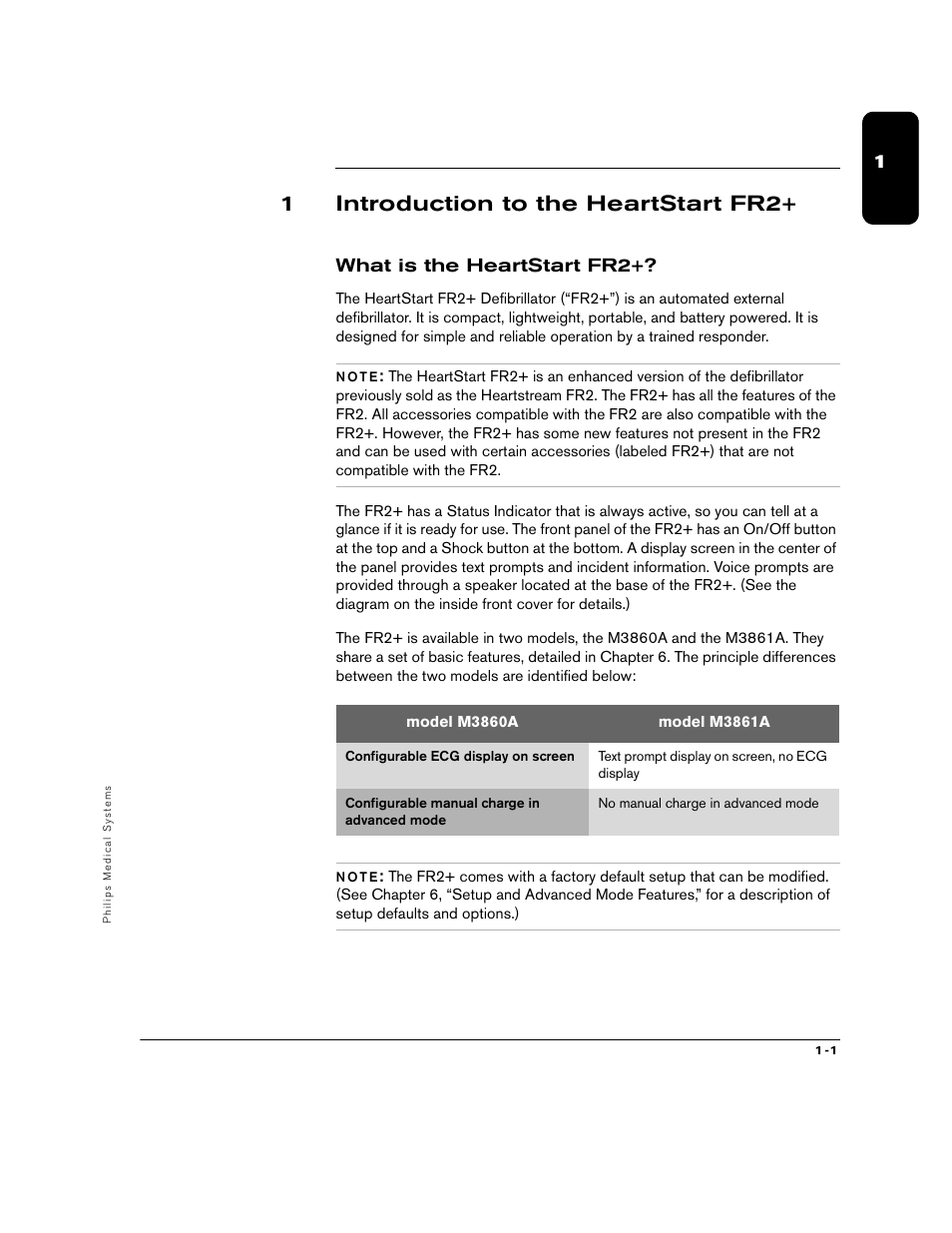 1introduction to the heartstart fr2, What is the heartstart fr2 | Philips M3860A User Manual | Page 11 / 102