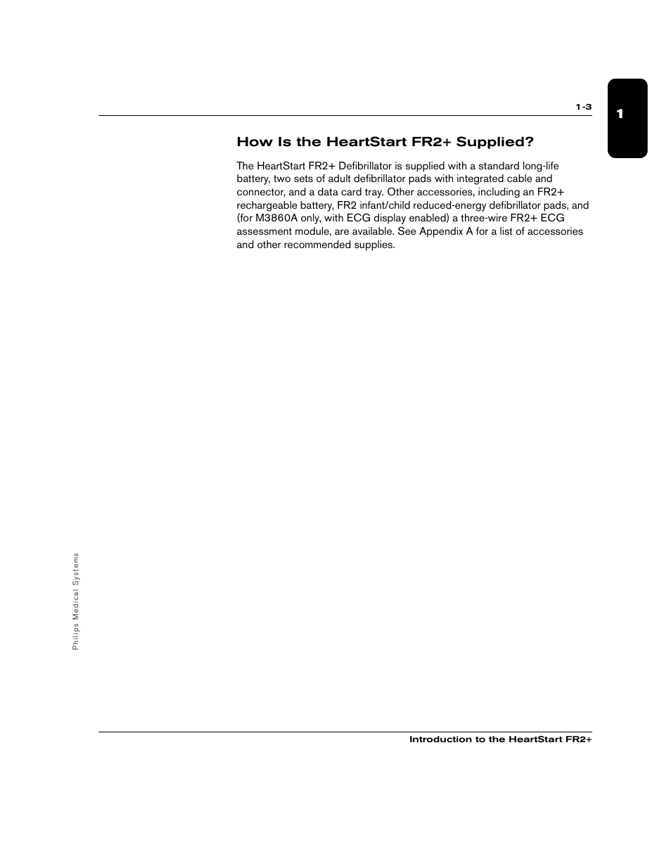 1how is the heartstart fr2+ supplied | Philips M3860A User Manual | Page 13 / 102