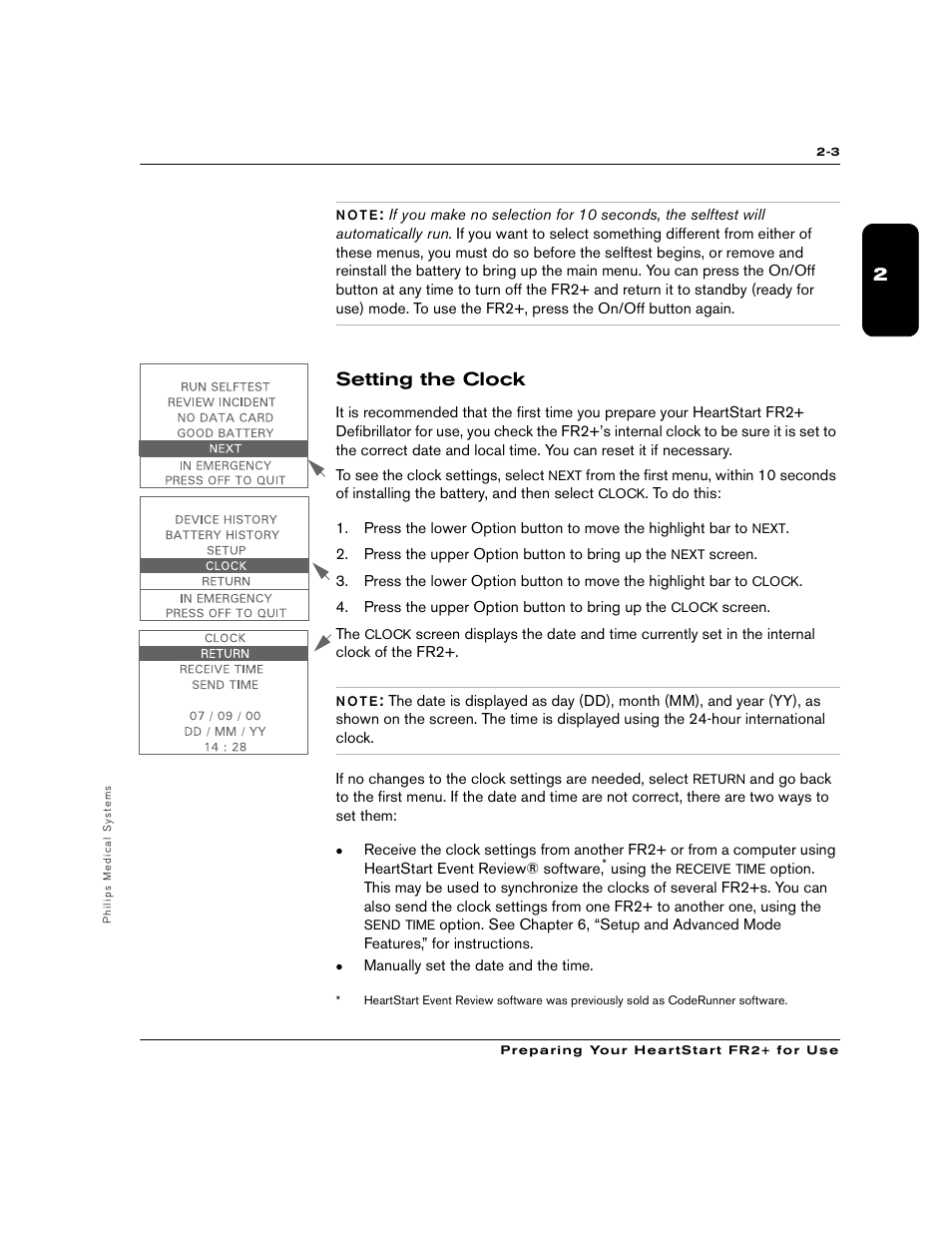 Setting the clock | Philips M3860A User Manual | Page 17 / 102