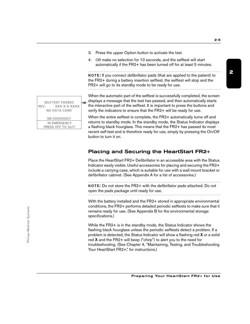 Placing and securing the heartstart fr2 | Philips M3860A User Manual | Page 19 / 102