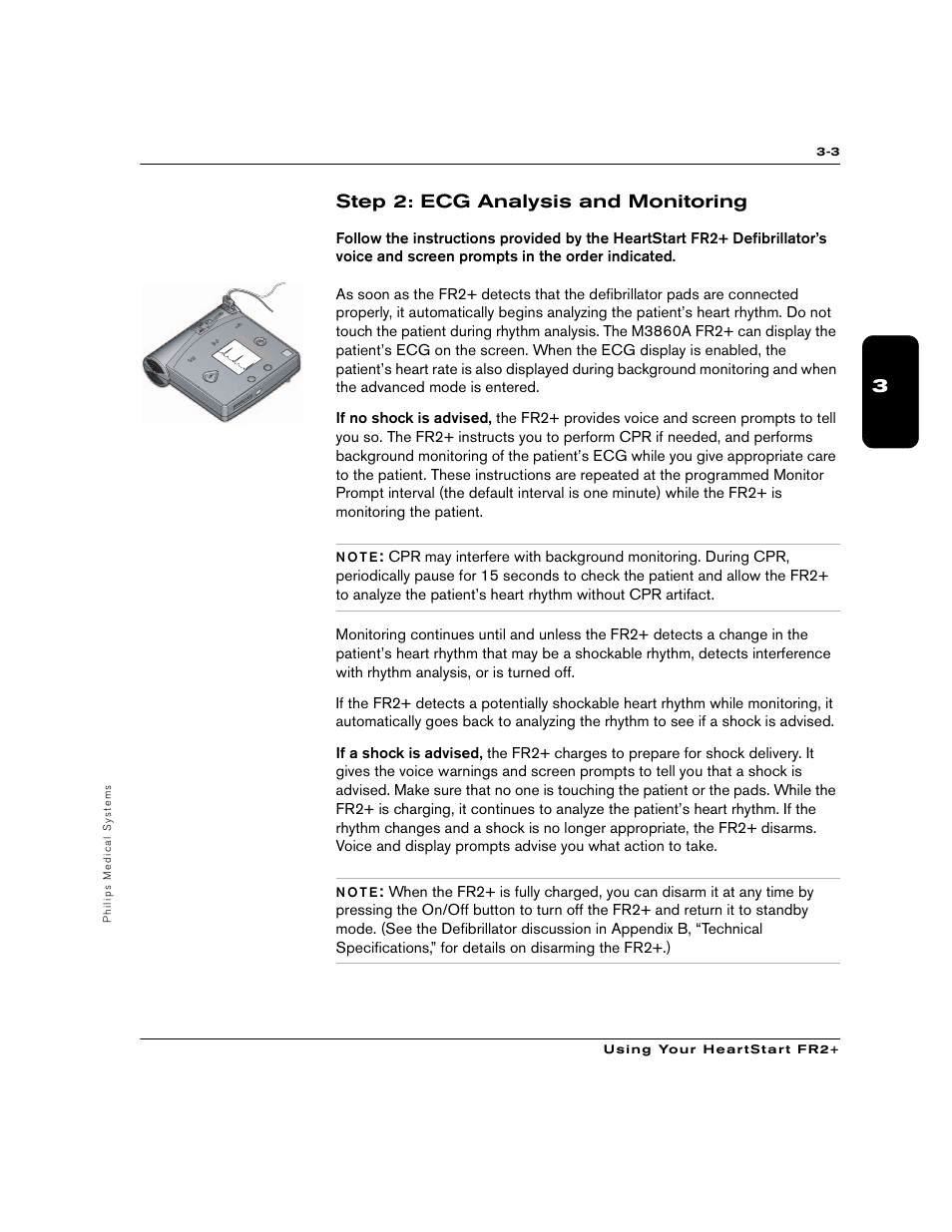 3step 2: ecg analysis and monitoring | Philips M3860A User Manual | Page 23 / 102