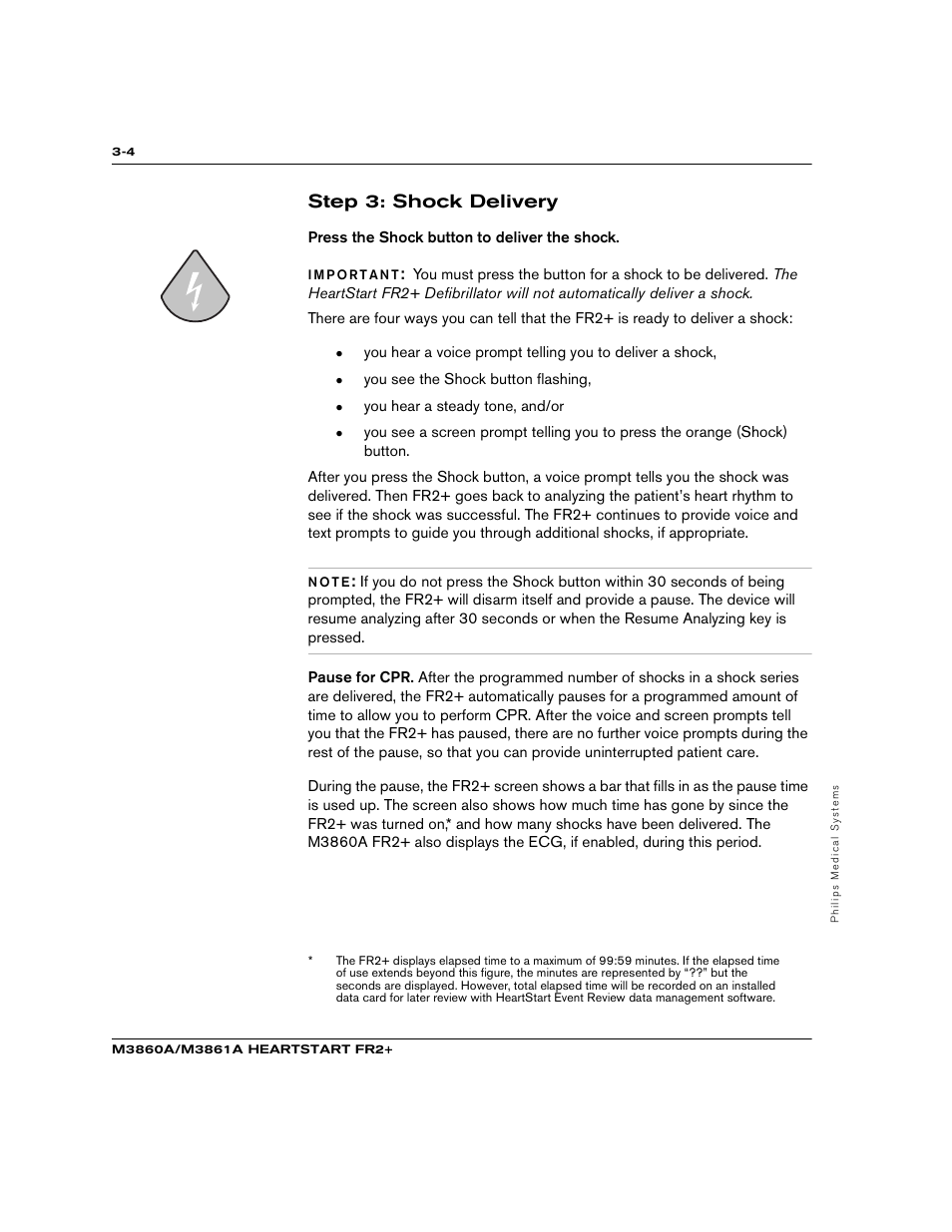 Step 3: shock delivery | Philips M3860A User Manual | Page 24 / 102
