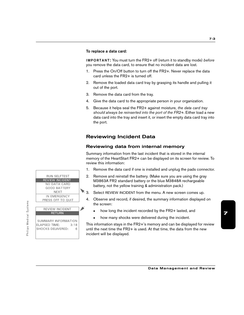 Reviewing incident data | Philips M3860A User Manual | Page 63 / 102