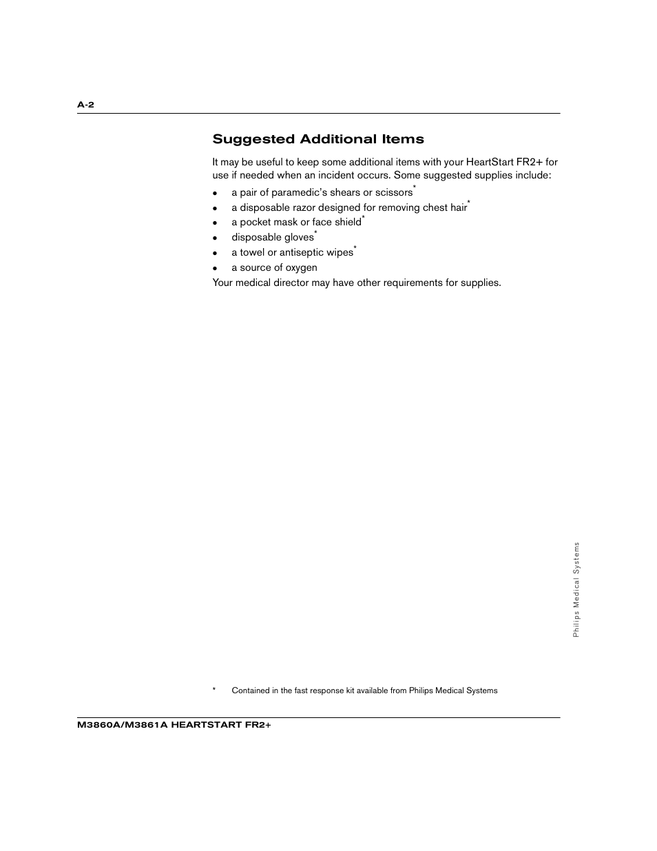 Suggested additional items | Philips M3860A User Manual | Page 68 / 102