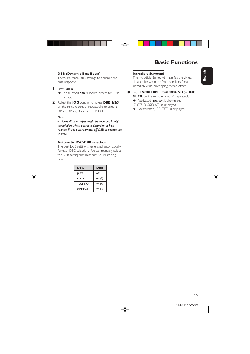 Basic functions | Philips FW-C390 User Manual | Page 15 / 30