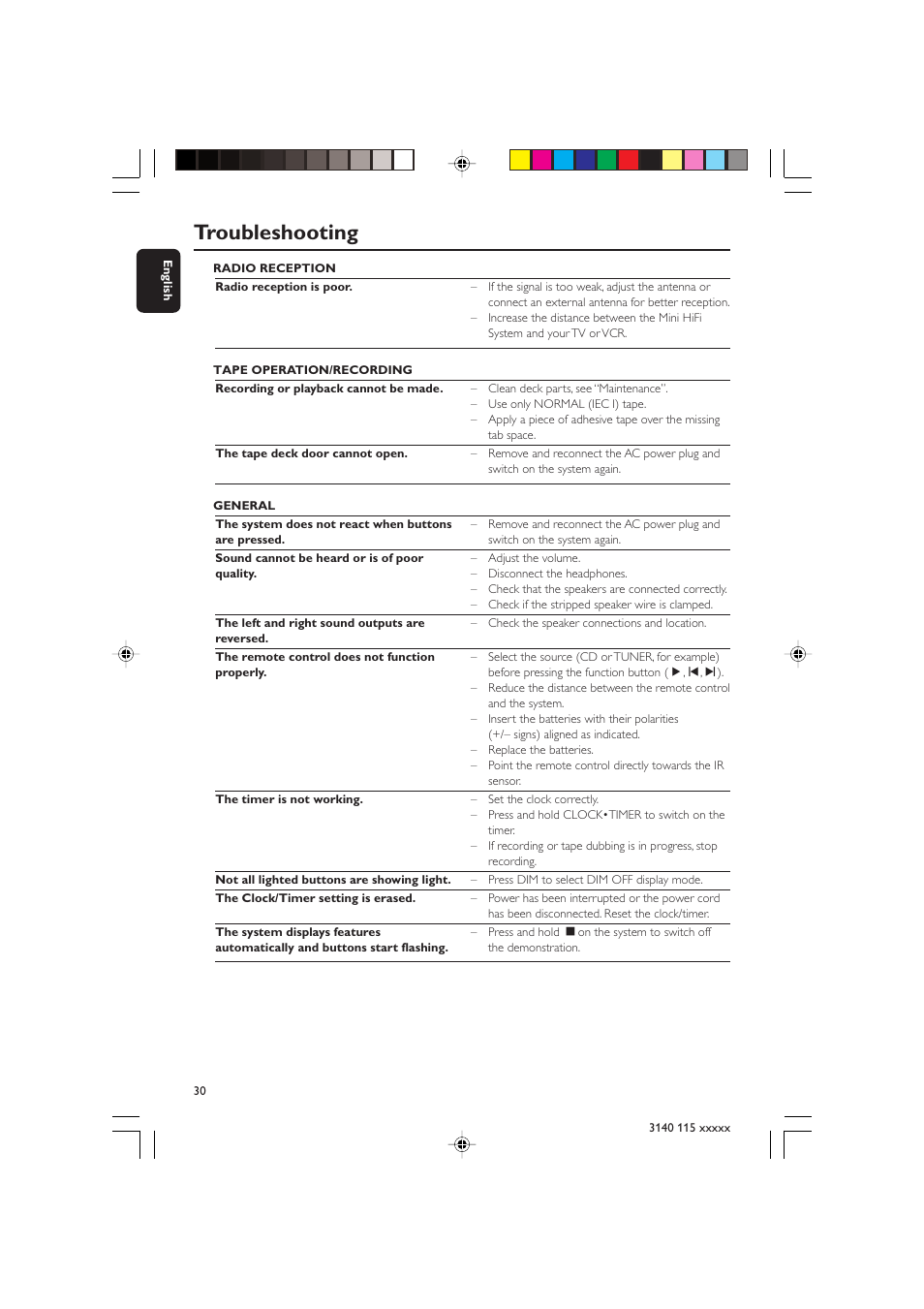 Troubleshooting | Philips FW-C390 User Manual | Page 30 / 30