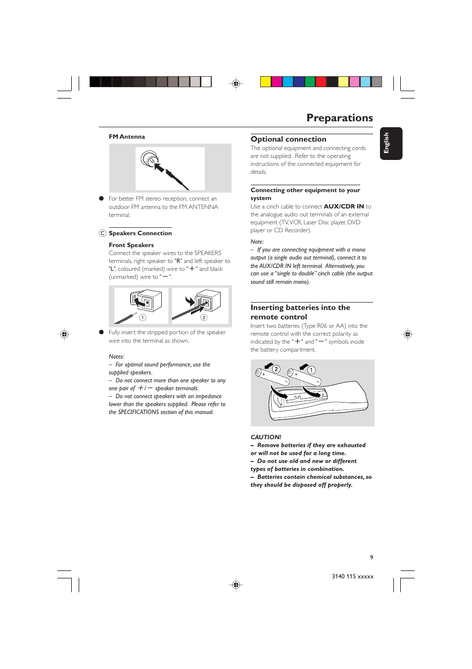 Preparations | Philips FW-C390 User Manual | Page 9 / 30