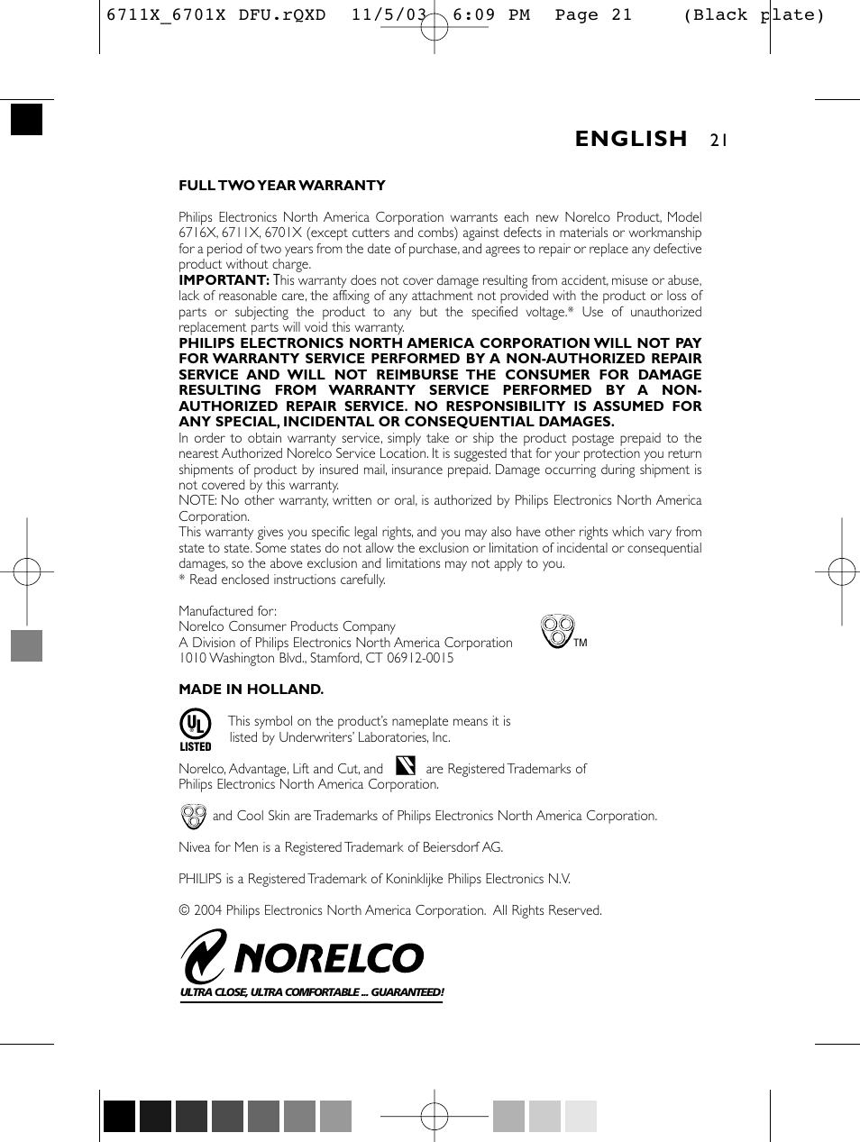 English | Philips 6716X User Manual | Page 20 / 39