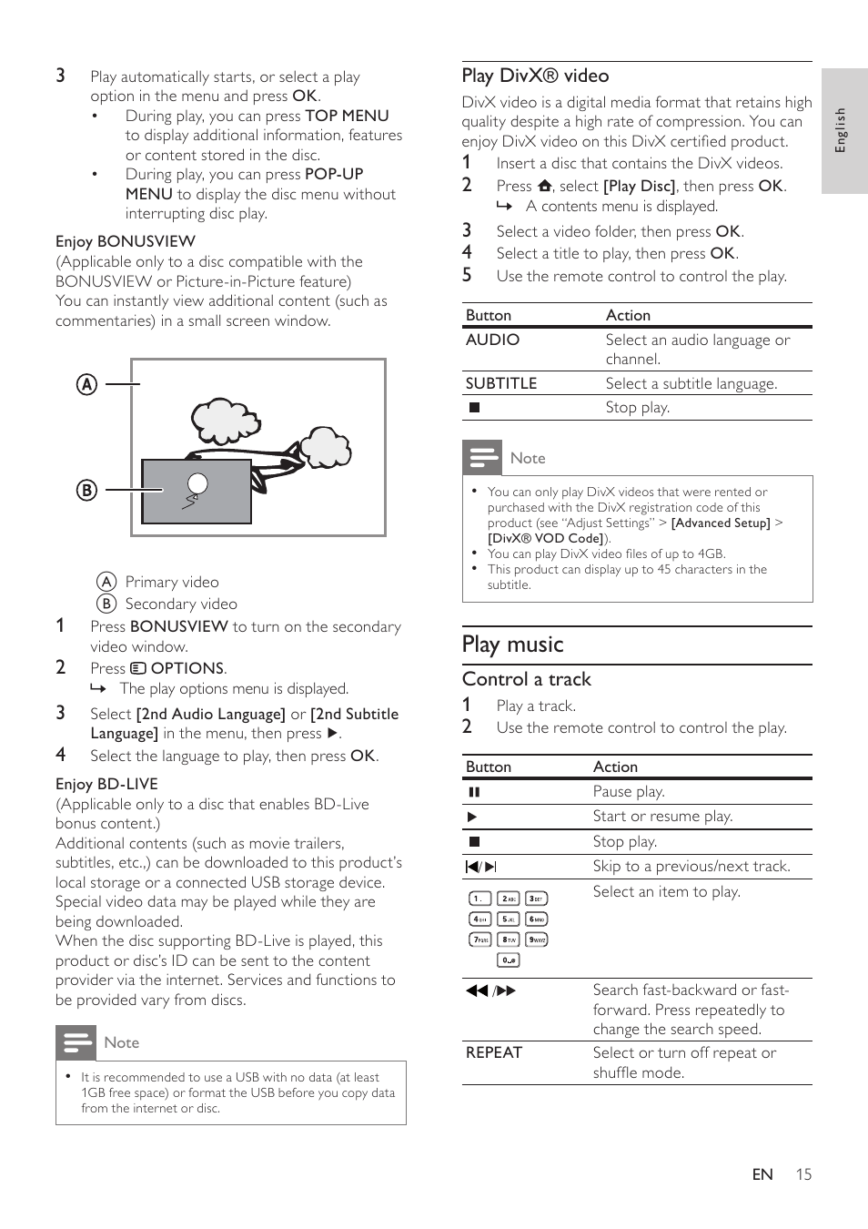 Play music | Philips BDP3000/12 User Manual | Page 15 / 32