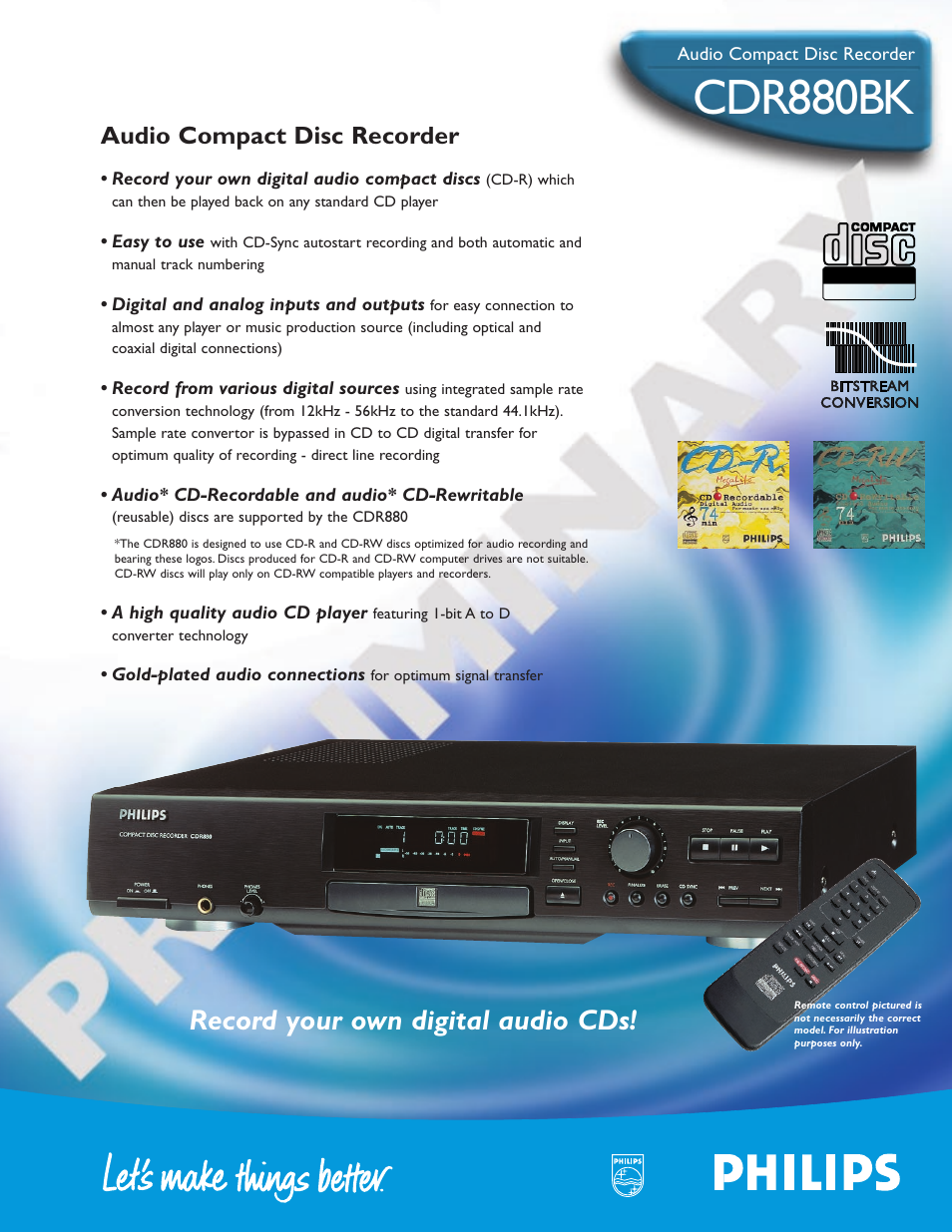 Philips CDR880BK User Manual | 2 pages