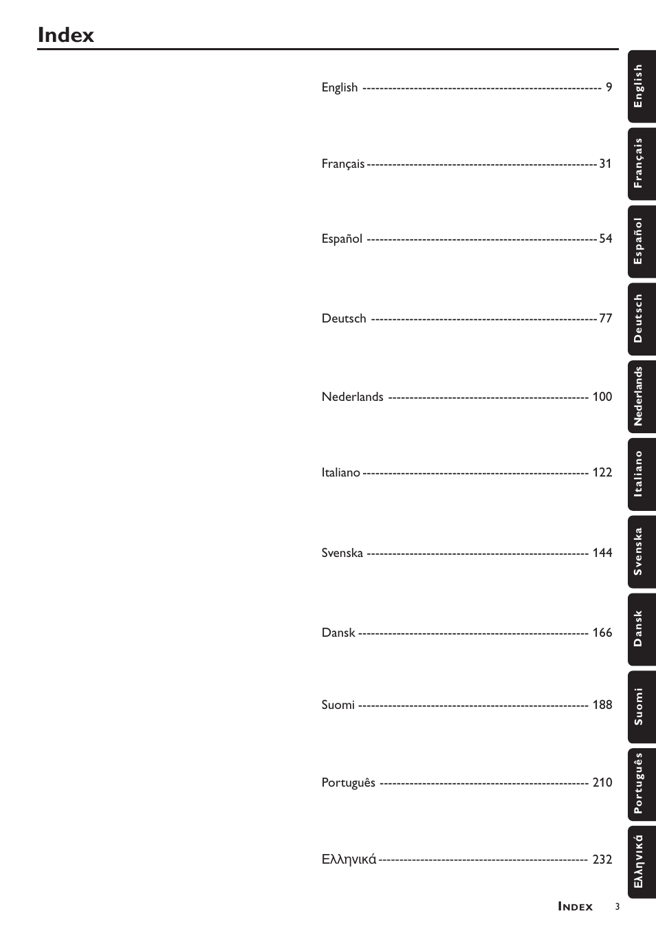 Index | Philips VD756/G52 User Manual | Page 3 / 24